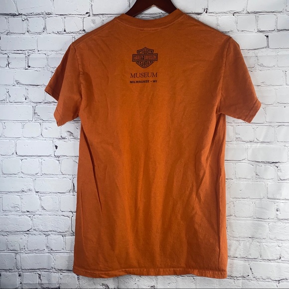 HARLEY DAVIDSON Milwaukee Museum Orange Tee Mens L - Picture 3 of 4